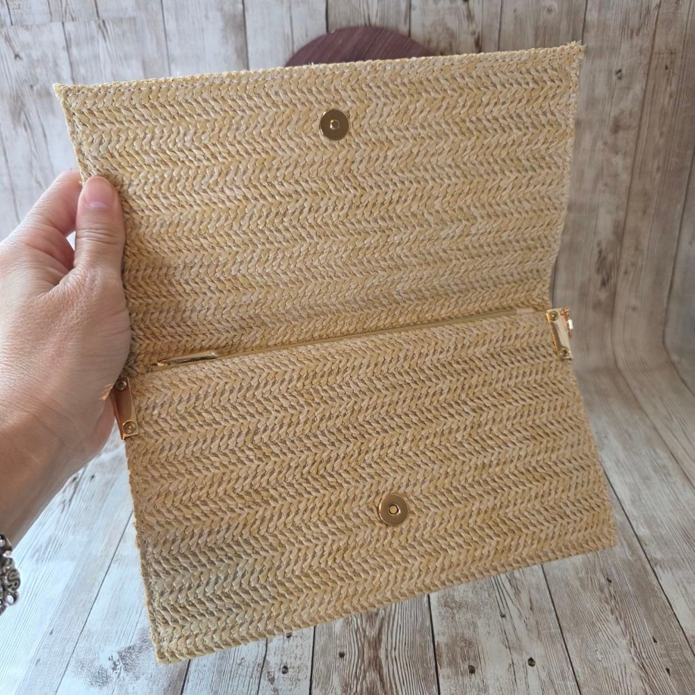 Dior Beige Woven Clutch with Pearl Strap NWOT - Picture 5 of 11